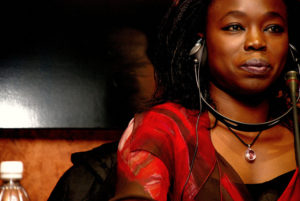 Fatou Diome, durante la presentación de la Mediateca Casa África en 2008