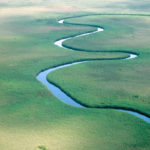 Imagen aérea de uno de los canales en el delta