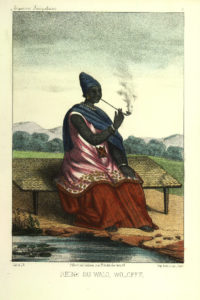 Litografía del abad P. David Boilat representando a Ndeté-Yalla, reina de Walo  (Wikipedia)